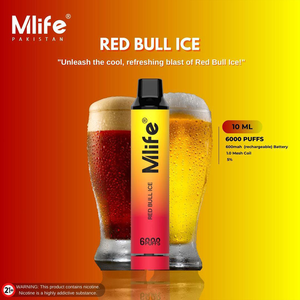 Mlife Disposable Vape – Red Bull Ice 50mg 6000 Puffs